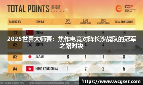 2025世界大师赛：焦作电竞对阵长沙战队的冠军之路对决