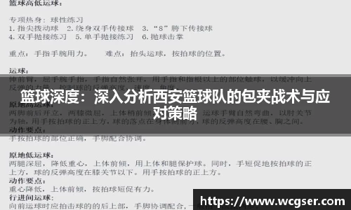 篮球深度：深入分析西安篮球队的包夹战术与应对策略